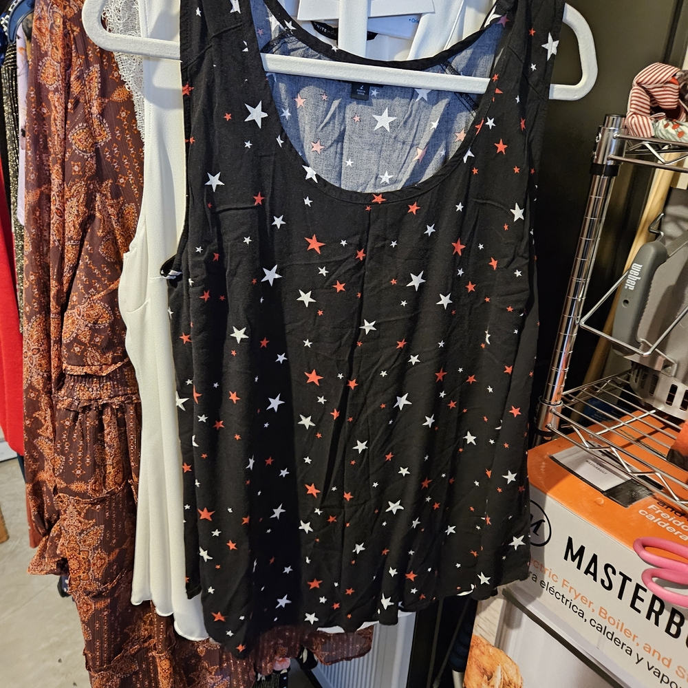 Starry Black Sleeveless Top